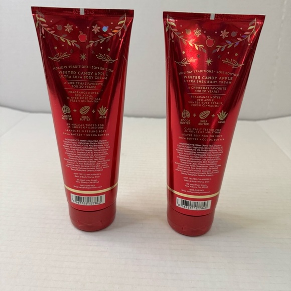 Bath & Body Works Winter Candy Apple Ultra Moisture Shea Body Cream 8oz x2 - Picture 3 of 7